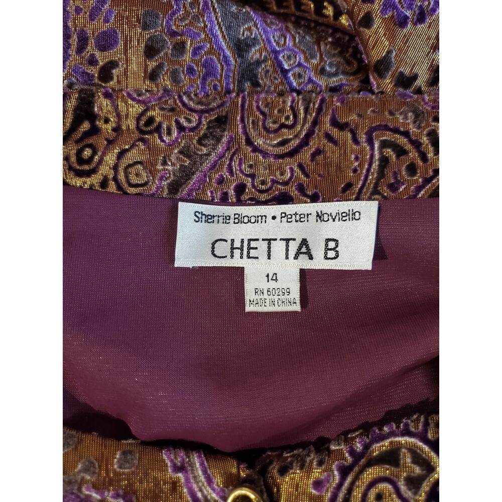 Vtg Chetta B Sherrie Bloom Peter Noviello Silk Flocked Velvet Paisley Dress 14 - Picture 9 of 14